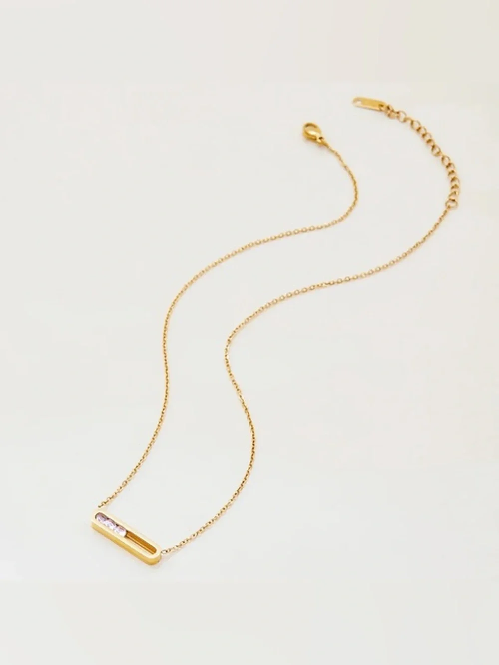 18K Gold Geometrical Link Paperclip Designer Inspired Moving Diamond Necklace